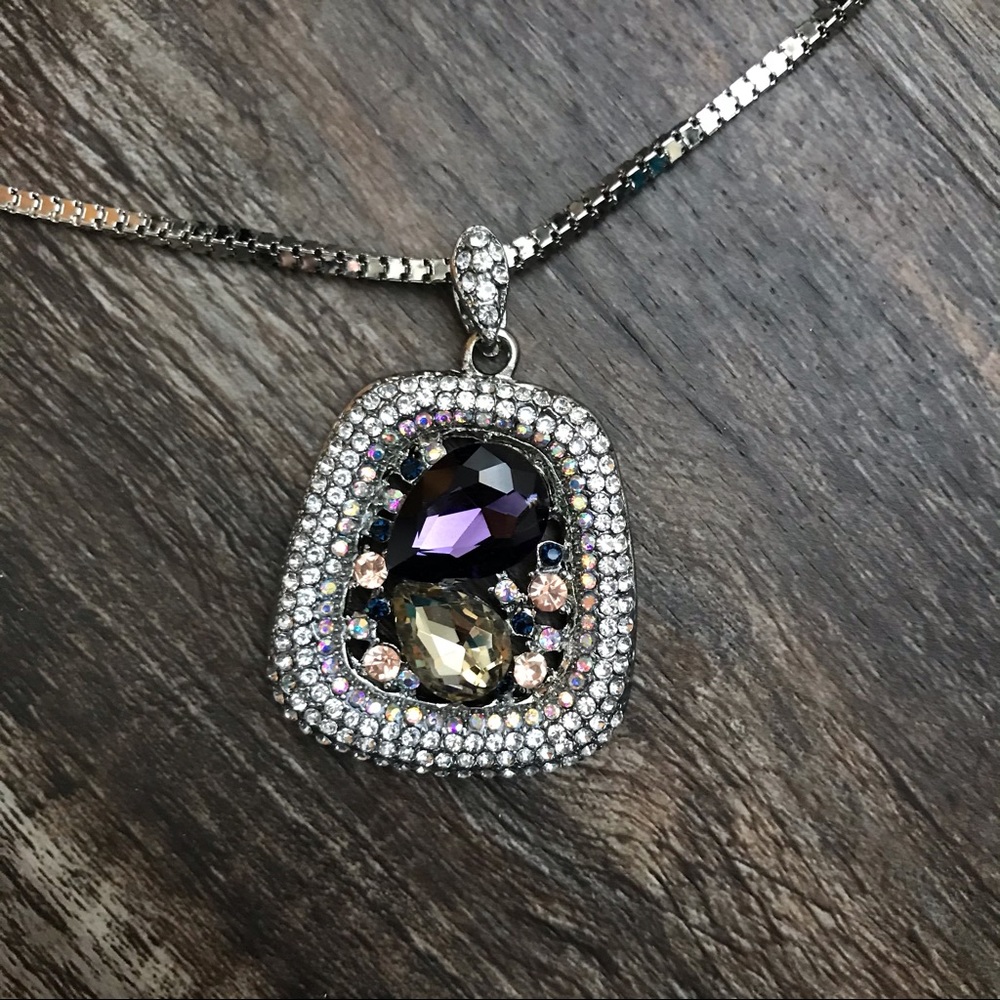 Silver toned multi stones pendant 31” necklace - Picture 7 of 7